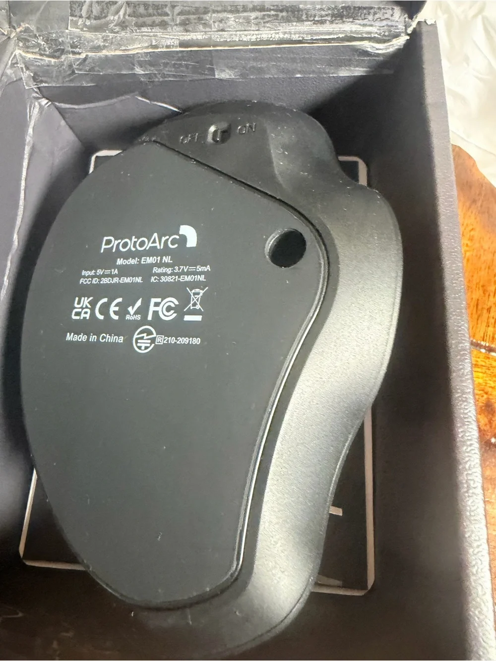 EM01 NL ProtoArc Gray Ergonomic Wireless Trackball Mouse